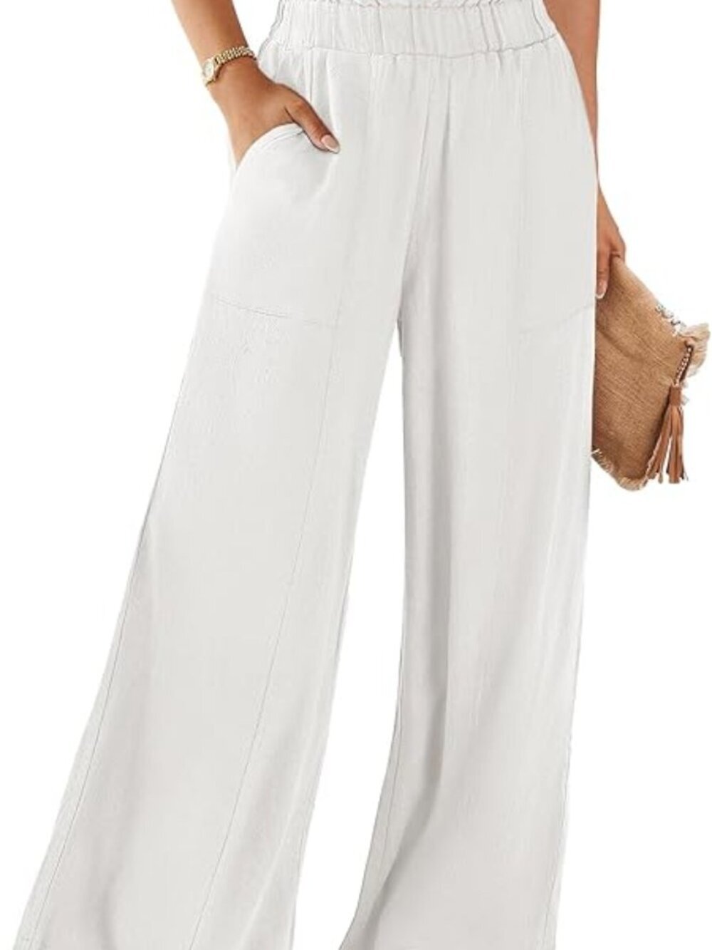 ANRABESS Womens Linen Pants Summer Casual Loose Wide Leg Palazzo Pants High